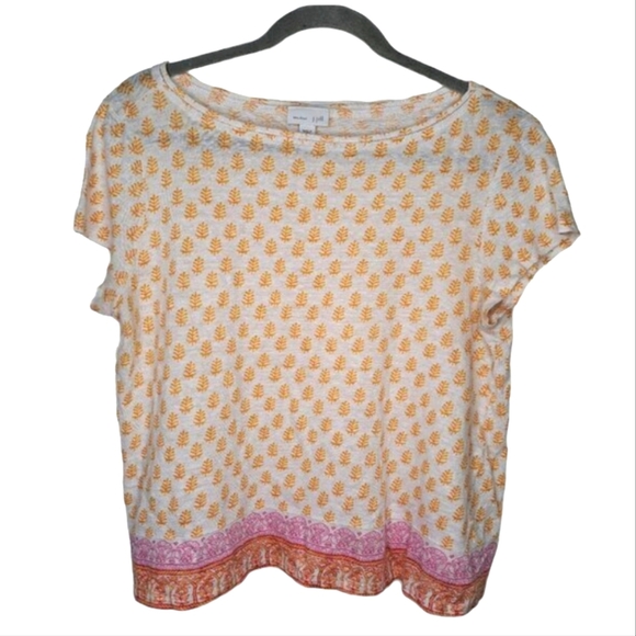 J. Jill 100% Linen Printed Tee Size Medium - Picture 1 of 7